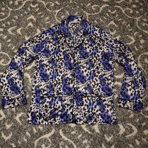 Victoria's Secret blue cheetah satin pajama shirt